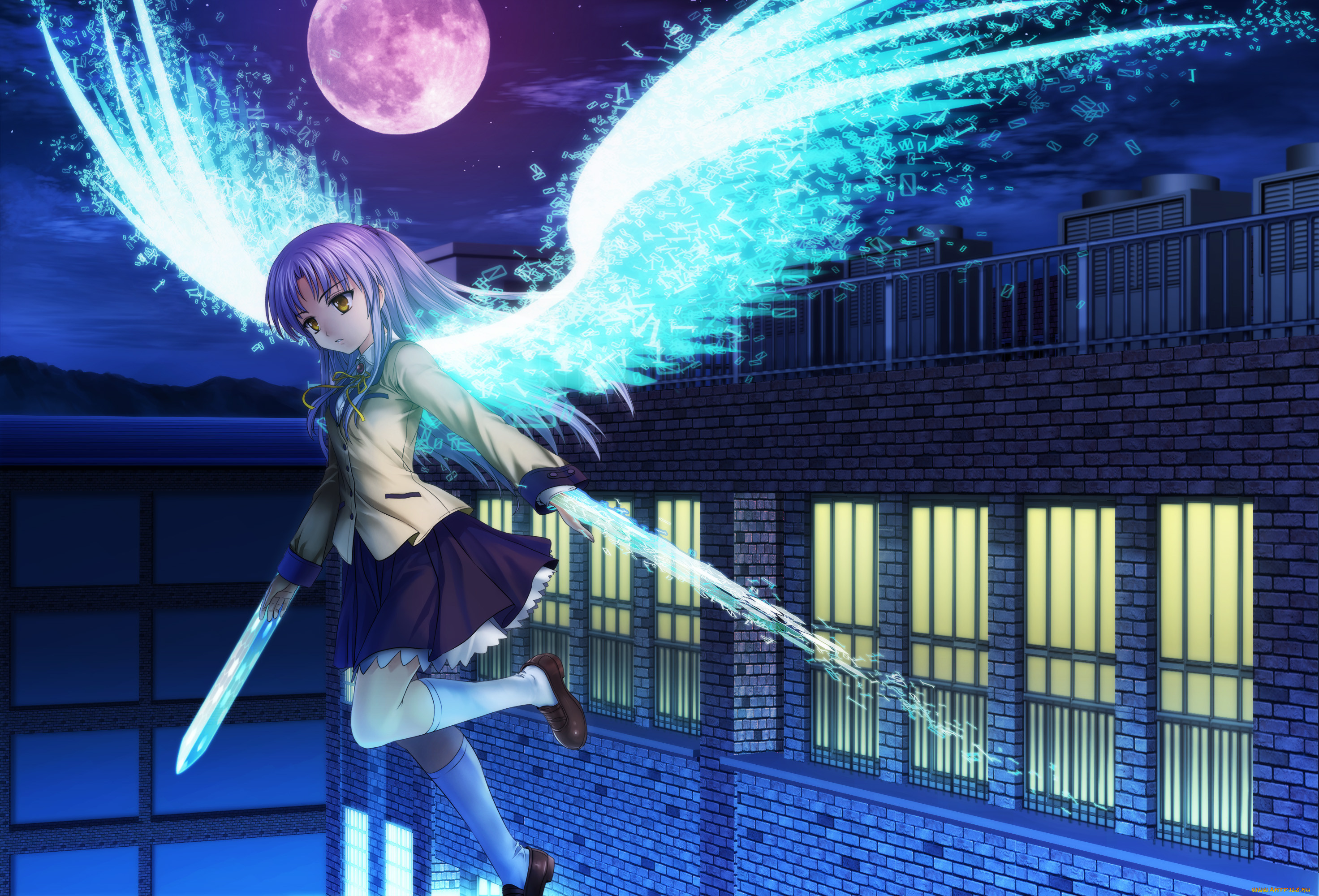 Обои Аниме Angel Beats!, обои для рабочего стола, фотографии аниме, angel  beats, крылья, ледяные, мечи, ангел, девушка Обои для рабочего стола,  скачать обои картинки заставки на рабочий стол.